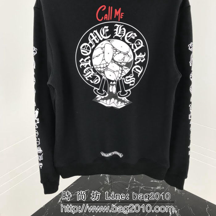 Chrome hearts 克羅心 18ss秋冬新款 梵文印花圖案 加絨加厚圓領套頭衛衣 情侶款 ydi1301